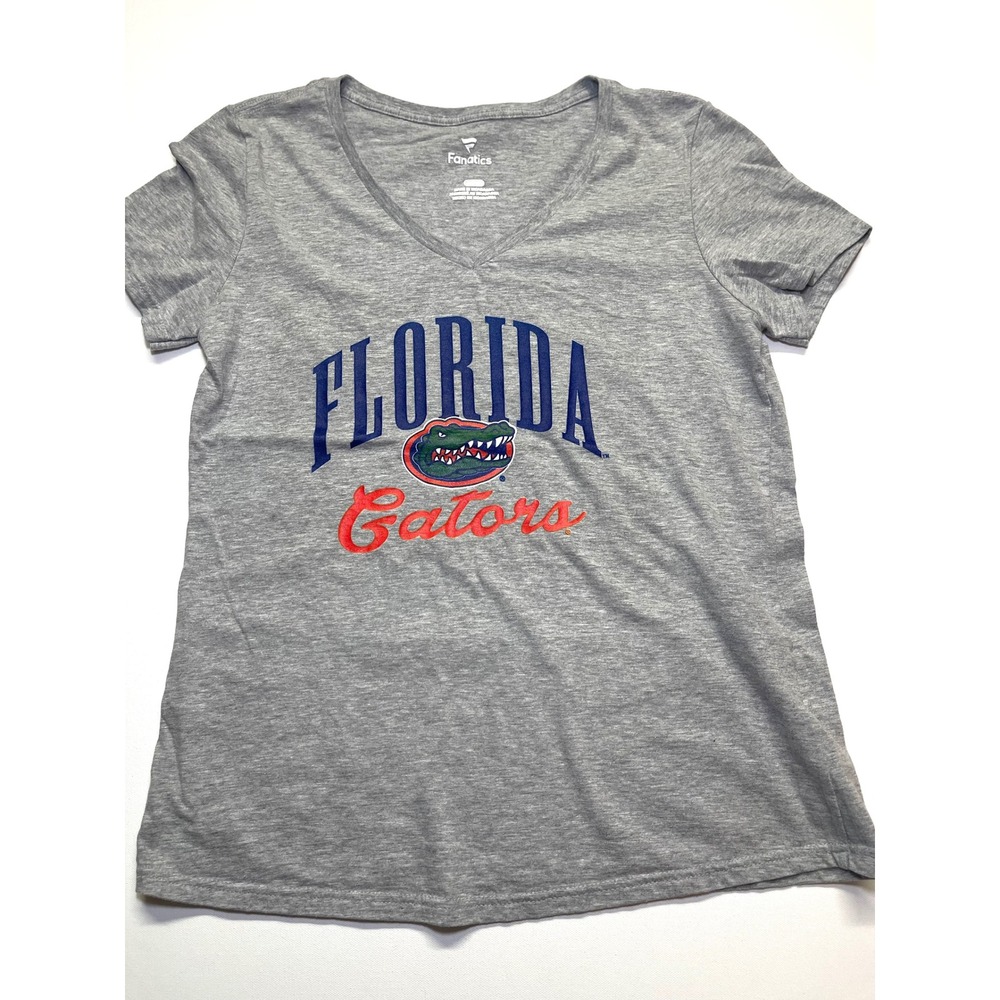 Fanatics Florida Gators University of Florida Gray V-Neck T-Shirt Womens Med 397